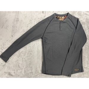 Mossy Oak‎ Thermal Henley Shirt Mens L Gray Base Layer Hunting Outdoors Workwear